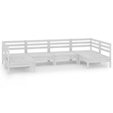 6 Piece Garden Lounge Set White Solid Wood Pine 3083395