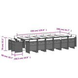 17 Piece Garden Dining Set with Cushions Light Grey Poly Rattan 3210707