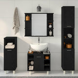Bathroom Furniture Set with Door 4 pcs Black 30 x 30 x 179.5 cm 3333047