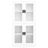 Office Cabinet White 90x40x180 cm Steel and Tempered Glass 335938
