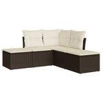 ZNTS 5 Piece Garden Sofa Set with Cushions Brown Poly Rattan 3217723