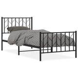 Metal Bed Frame without Mattress with Footboard Black 90x190cm 374447