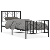 Metal Bed Frame without Mattress with Footboard Black 90x200cm 374448