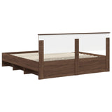 Bed Frame with Headboard Brown Oak 200 x 200 cm Engineered Wood 3408822