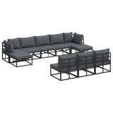 Garden Sofa Set with Cushion 10 pcs Black Aluminium 3378910