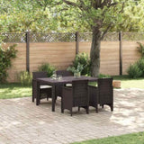 Garden Dining Set 5 pcs Brown Polt rattan 3378701