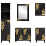 Bathroom Cabinet Set with Drawer 5 pcs Black Solid Mango Wood 3310162