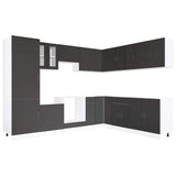 14 Piece Kitchen Cabinet Set Porto Black Engineered Wood 3314992
