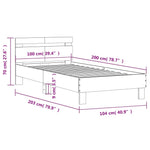 ZNTS Bed Frame with Headboard Sonoma Oak 100x200 cm Engineered wood 838528