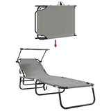 Folding Sun Lounger Folding 2 pcs Grey 190 x 57 x 81 cm Oxford 42003137