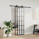 Sliding Door with Hardware Set Black 76x205 cm ESG Glass 3375793