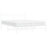 Metal Bed Frame without Mattress with Footboard White 150x200cm 373760