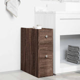 Narrow Bathroom Cupboard with Wheels Brown Oak Engineered Wood 855292