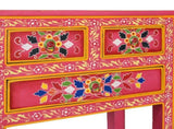 Sideboard with Drawers Solid Mango Wood Pink Hand Painted 244841