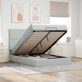 Ottoman Bed with Mattresses Light Grey 140x200cm Velvet 3313403
