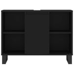 ZNTS 3 Piece Bathroom Furniture Set Black Engineered Wood 3190308