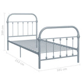 284504 Bed Frame without Mattress Grey Metal 90x200 cm