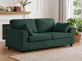2 Seater Sofa, Corduroy Small Couch with Spring Cushion, Wide and Deep Seat, Dark Green T3398P550319