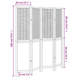 Room Divider 4 Panels White Solid Wood Paulownia 358722