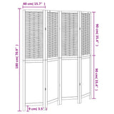 Room Divider 4 Panels White Solid Wood Paulownia 358722