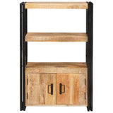 Bookshelf with Doors Brown Solid Rough Mango Wood and Metal 4104769
