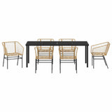 Garden Dining Set 7 pcs Brown Poly Rattan 3380902