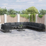 Garden Sofa Set with Cushion Black Aluminium 3378887