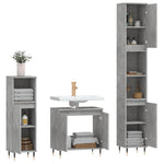 ZNTS 3 Piece Bathroom Cabinet Set Concrete Grey Engineered Wood 3187785