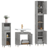 ZNTS 3 Piece Bathroom Cabinet Set Concrete Grey Engineered Wood 3187785