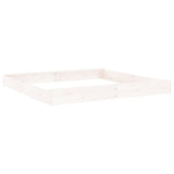 Sandbox with Seats White Square Solid Wood Pine 825045