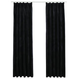 Blackout Curtains 2 pcs with Hooks Velvet Black 140x245 cm 134494