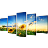 Canvas Wall Print Set Sunflower 200 x 100 cm 241573