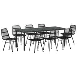 Garden Dining Set 9 pcs Black Powder-Coated Steel 3379204