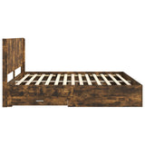 Bed Frame with Storage and Headboard Smoked Oak Engineered Wood 3414077