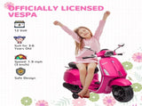 12V Vespa Licensed Kids Electric Motorbike w/ Music, Headlights, FM Radio, for 3-6 Years - Pink T3398P348418