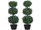 Set of 2 Artificial Plants, Lavender Flowers Ball Trees with Pot, for Home Indoor Outdoor Decor, T3398P328331
