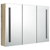 LED Bathroom Mirror Cabinet 89x14x62 cm White and Oak 326530
