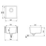 Granite Kitchen Sink Single Basin Black 142960
