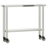 Kitchen Work Table with Overshelf 110x30x120 cm Stainless Steel 3208897