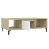 ZNTS Coffee Table White and Sonoma Oak 103.5x60x35 cm Engineered Wood 806027