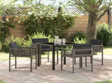 Garden Dining Set 5 pcs Grey Poly Rattan 3380749