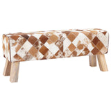 Bench 110 x 30 x 45 cm Real Leather Brown Patchwork 42042115