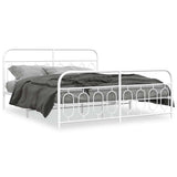 Metal Bed Frame without Mattress with Footboard White 183x213cm 377189