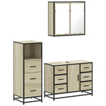 ZNTS 3 Piece Bathroom Furniture Set Sonoma Oak Engineered Wood 3301021