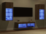 TV Wall Cabinets Wall-mounted 4 pcs Black Oak Engineered Wood 3402918