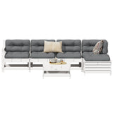 6 Piece Garden Sofa Set White Solid Wood Pine 3250961