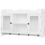 White MDF Wall Cabinet Display Shelf Book/DVD/Glass Storage 242435