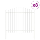 Garden Fence 8 pcs White 170 x 165 cm Powder-Coated Steel 3360174