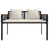 Outdoor Bench Black and Cream White 117 x 54 x 74.5 cm 42025238