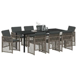 Garden Dining Set 9 pcs Grey Poly Rattan 3380628